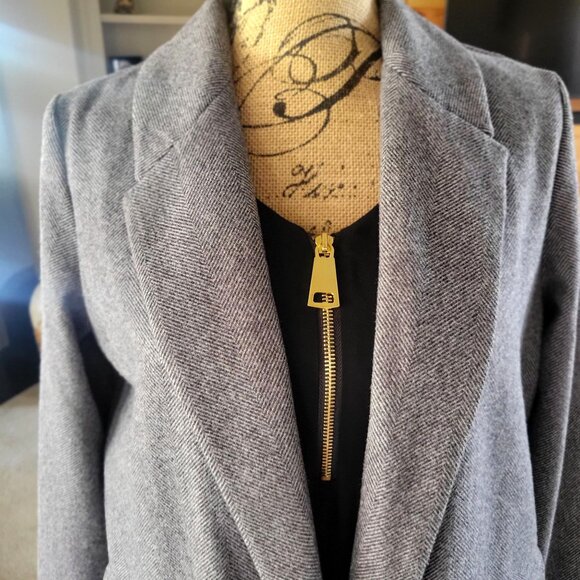 ZARA Women's Gray Herringbone Open Front Blazer Coat- M - Picture 5 of 10